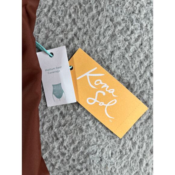 Kona Sol Swimsuit Women Large Brown Padded Accent One Piece Medium Coverage NWT - Picture 2 of 11